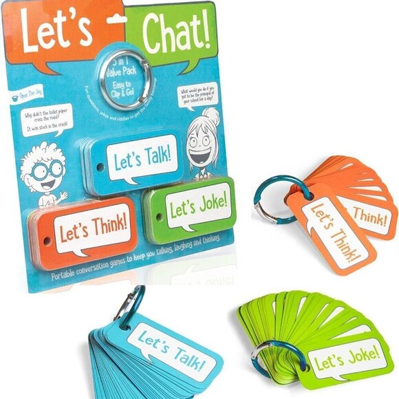 Let’s Chat 3-in-1 Conversation Starters Cards for Kids - Grab and Go Travel Card - Picture 1 of 13